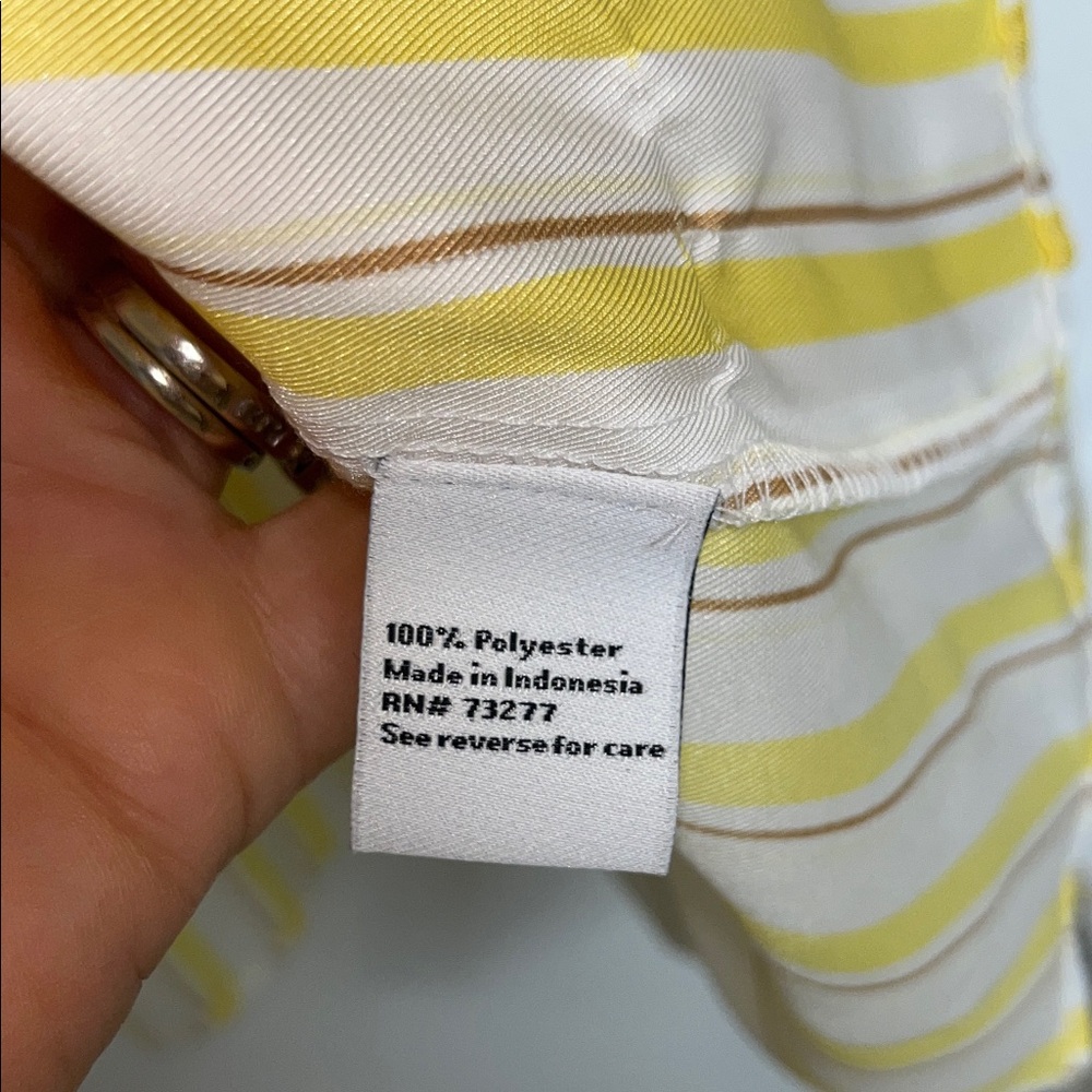 Nine West Sz XXL Peplum Satin Blouse Yellow, Striped, Flowy, Business Casual - Picture 5 of 7